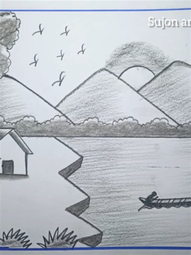 Mountain Village Scenery Drawing Techniques