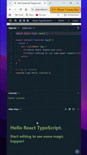Write JavaScript code super fast right in the browser with Playcode.io - Teacher: Pham Vuong Quy ...