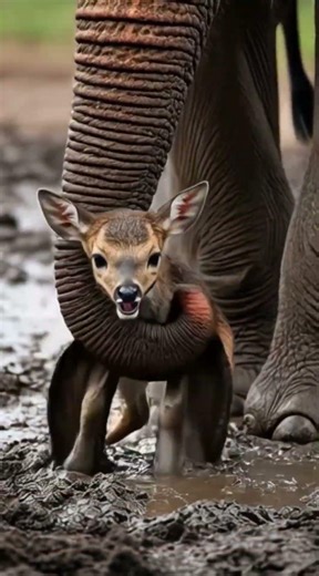 Unbelievable Elephant Rescue: Baby Deer Pulled from Deadly Mud Pit