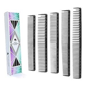 Ultimate Cutting Comb for Men Women, Unbreakable PEI Material 430°F Heat Resistant Barber combs for Hairdressers , Combs fine teeth and extra wide tooth combs for Hair Stylist , 5-pack