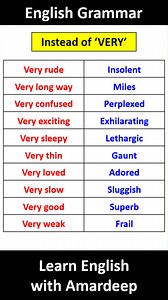 1.5M views · 7K reactions | Instead of VERY  #englishgrammar #learnenglishwithamardeep #english #grammar #insteadofvery | Learn English with Amardeep | Facebook