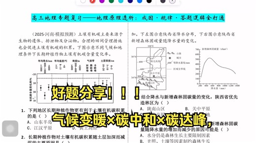 好题分享｜气候变暖×碳中和×碳达峰，串起高考地理核心考点｜高三必看/选考通用/新高考地理/高考地理
