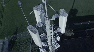 5G Communication Antenna Tower Sending Mobile Phone Data Signal Wireless Transmitting