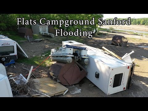 Flats Campground - Sanford Flood 2020 - Aerial - Dam Collapse