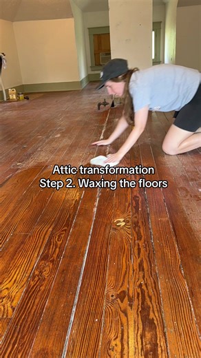 Attic Renovation: Waxing Hardwood Floors