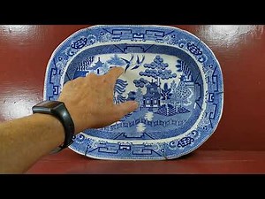 Identifying an Antique Staffordshire Blue and White China Willow Platter