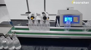 4-Head Mini Automatic Liquid Filling Line 1-30 Ounce Bottle Filling Machine Bottle Filler with Belt Conveyor Desktop Version for Juice Wine Detergent