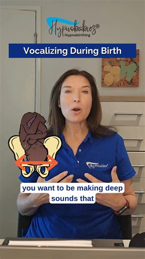 Vocalizing during birth can be super helpful! ✨ Learn which sounds are most effective to aid in opening the pelvis. #Hypnobabies #Hypnobirthing #PostiveBirth