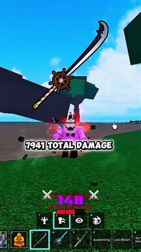 what's the sword on blox fruit have insane damage on Max human V4 🔥