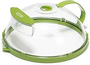 Tasty Microwave Splatter Cover with Built in Water Steamer & Reservoir, Fits Plates up to 9", Helps Retain Moisture and Taste, Keeps Microwave Clean, Dishwasher Safe