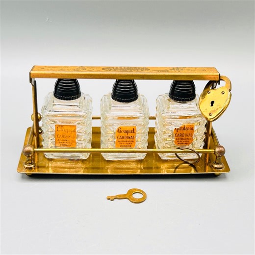 Vintage Cardinal Trio Perfume Caddy | Elegant Vanity Accessory | Lock and Key - Etsy Canada