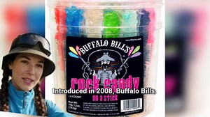 Buffalo Bills Raspberry (Dark Blue) Rock Candy On A Stick (36-ct tub dark blue rock candy sticks)
