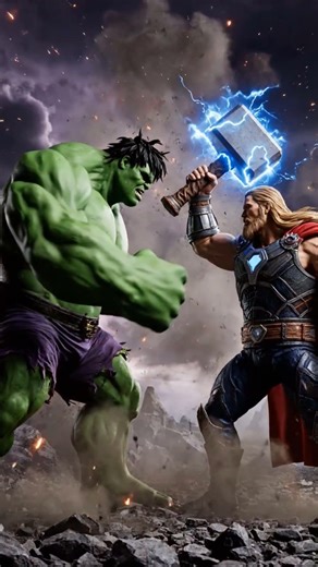 When thunder cracks and rage erupts, who breaks first? ⚡💥 Hulk vs. Thor #MarvelMayhem #AIBattle
