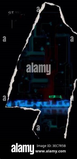vertical video, 9:16 . Torn paper effect revealing a futuristic ai motherboard with glowing circuits and data processing Stock Video Footage - Alamy