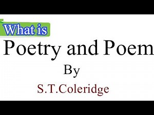 what is the difference between poetry and poem by Coleridge #poetryandpoem #poetry #poem #education
