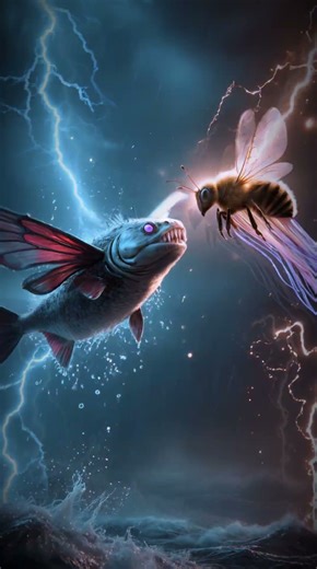 Piranha Bird VS Jelly Bee – Toxic Air-Water Monster Fight 🐟🐦🐝🪼