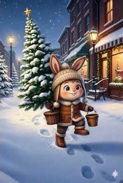 Labubu is happily carrying a real Christmas tree home 🎄✨