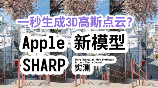 一秒生成高斯点云? Apple新模型SHARP实测!