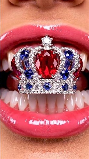 The moment the central ruby bursts ASMR #CrownBite#JewelASMR#RubyCandy#LuxuryASMR LipsASMR #ASMR