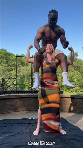 girl carry man #liftcarry #couple #shoulderride