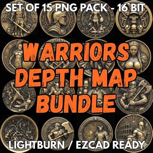 15 Warrior Coins 3D PNG Depth Map Pack for Fiber Laser Marking - Etsy