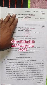 🔥class 12 english mid term question paper 2026/class 12 english midterm paper 2026-27 morning shift