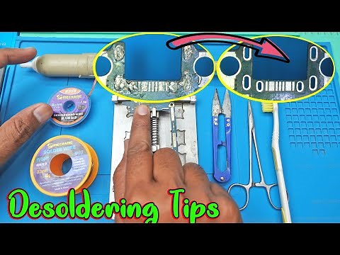 Desoldering tips | how to remove solder from pcb points | how to use desodering wire and pump