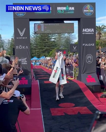 485K views · 3.1K reactions | Congrats Sam!  Becoming the first athlete to cross the 'Ironman Australia' finish line in less than 8 hours, Sydney's Sam Appleton sinks to his knees as victory sets in. Taking place in Port Macquarie, the annual triathlon spans over 226 kilometres, with competitors enduring a 3.8km swim, 180km cycle and a 42.2km run. #NBNNews | NBN Television | Facebook