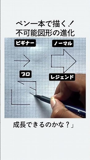 ペン一本で描く！不可能図形の進化 ✍️📈🌟 #描画スキル #錯視アート #絵の描き方 #プロの技 #初心者向け