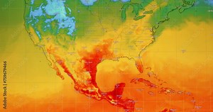 The weather forecast interface on the digital screen shows the temperature., Global warming concept