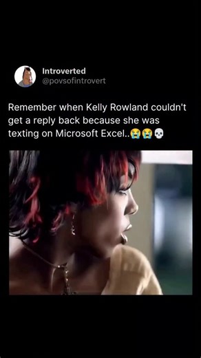 Introverted on Instagram: "In the 2002 music video for "Dilemma," Kelly Rowland famously types the message "WHERE YOU AT? HOLLA WHEN YOU GET THIS" into a Microsoft Excel spreadsheet on her Nokia 9210 Communicator. This technical gaff became a legendary internet meme, with fans often joking that she never received a reply because she was literally texting a spreadsheet. Addressing the viral moment in recent 2024 and 2025 interviews, Rowland admitted she is "mad" no one on set pointed out the erro