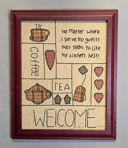 Fabric Art Framed Kitchen Decor Vintage - Etsy