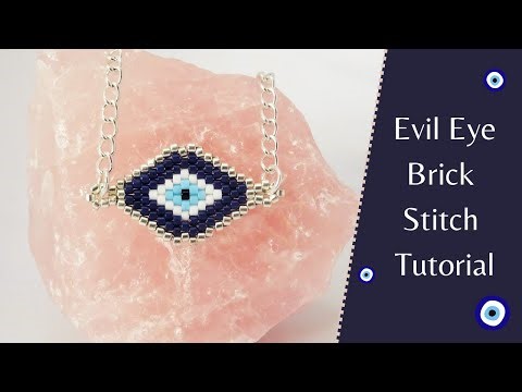 Brick Stitch Evil Eye Bracelet Tutorial / How to Brick Stitch A Evil Eye / Easy Brick Stitch Pattern