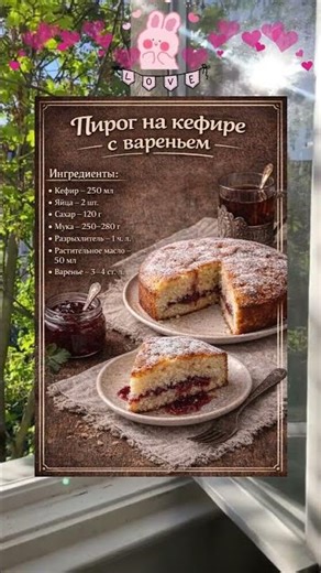 Пирог на кефире с вареньем 🥧
