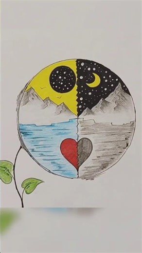 Super easy landscape drawing#shorts