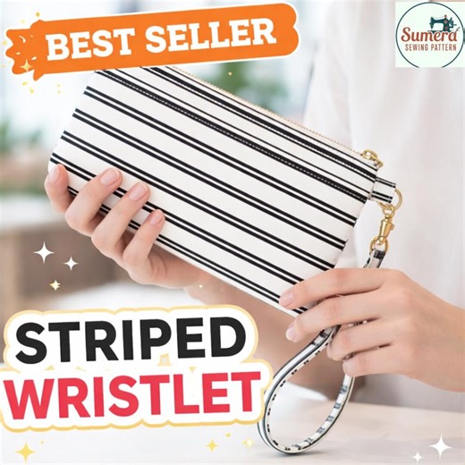 Striped Wristlet Wallet Sewing Pattern, Minimalist Zip Clutch PDF, (digital Download) - Etsy