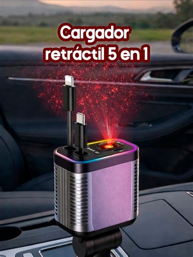 🚗 Dale un ambiente especial a tu auto con el cargador retráctil 5 en 1 con proyector de luces. Carga tu celular rápido y mantén tu carro ordenado y moderno. 📲 Pídelo al 926 632 803 🚚 Envíos a todo el Perú #CargadorRetractil #AccesoriosParaAuto #CarGadgets