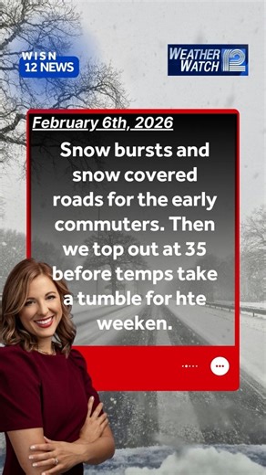 2.6 Weather on the Go - 5AM UPDATE ⚠️❄️⛐ Snow bursts ongoing across the area pushing south. Watch for snow covered roads and visibility issues. #wiwx | WISN 12 NEWS