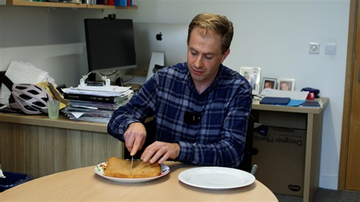 94K views · 1.4K reactions | You've got friends round for coffee and cake. There are seven of you. Trouble is, you've made a rectangular cake. How do you make sure everyone receives an equal share? Dominic has his cake and they all eat it. | Oxford Mathematics | Facebook