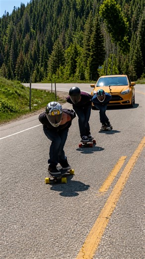The speed behind this skateboard hill ride