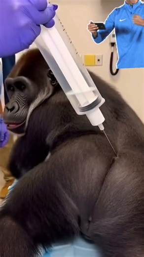 Chimpanzee getting an injection at the hospital what do you think about this? Is it safe? Necessary