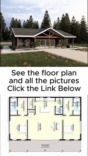 Metal exterior, luxury interior. Get the best of both worlds with our plans See plan here -> https://www.barndominiumlife.com/barndominium-plans/pl-61101/ | Barndominium Plans