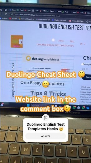 Duolingo English Test Cheat Sheet 🤫🤖||Secret tips & Codes 130+#duolingo #templates #secrets