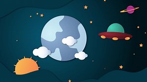 Download Cartoon Background - Paper Style Spaceship for free