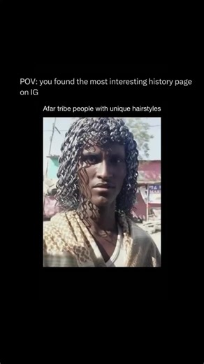History on Instagram: "The Afar people of Ethiopia, Eritrea, and Djibouti are recognized for their distinctive hairstyles, which carry strong cultural significance. Afar men traditionally shape their hair into thick, carefully formed curls, often coated with butter or ghee to give it a glossy finish and shield it from the harsh desert climate. More than just style, these hairstyles represent pride, social standing, and a deep sense of identity within Afar culture."