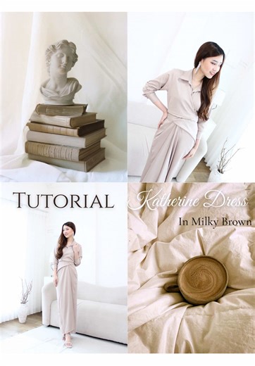 TUTORIAL Katherine Dress in Milky Brown 🤍🎀 #TikTokShop #RacunTikTok #dresswanita #dresslebaran #CapCut