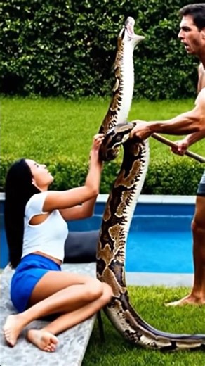 men save girls from python#viral#shorts#python