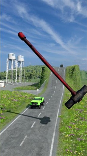 Big & Small Cars vs Giant Hammer Challenge - BeamNG.drive #shorts