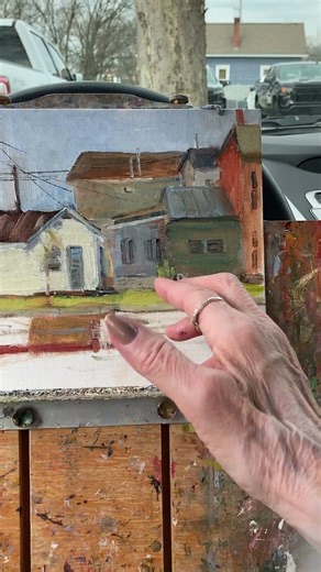 Plein air car painting, making progress