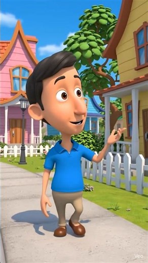 Cartoon Man Walking in Happy Street | Funny Animated Short 🚶‍♂️🏡